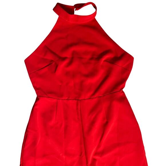 Sugar Lips Bright Red After Hours Backless Halter Jumpsuit with Pockets Size XL - Picture 5 of 10
